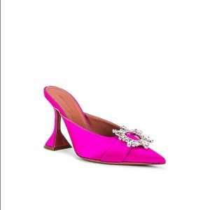 AMINA MUADDI Begum Satin Heeled Mules-Fuchsia 37!